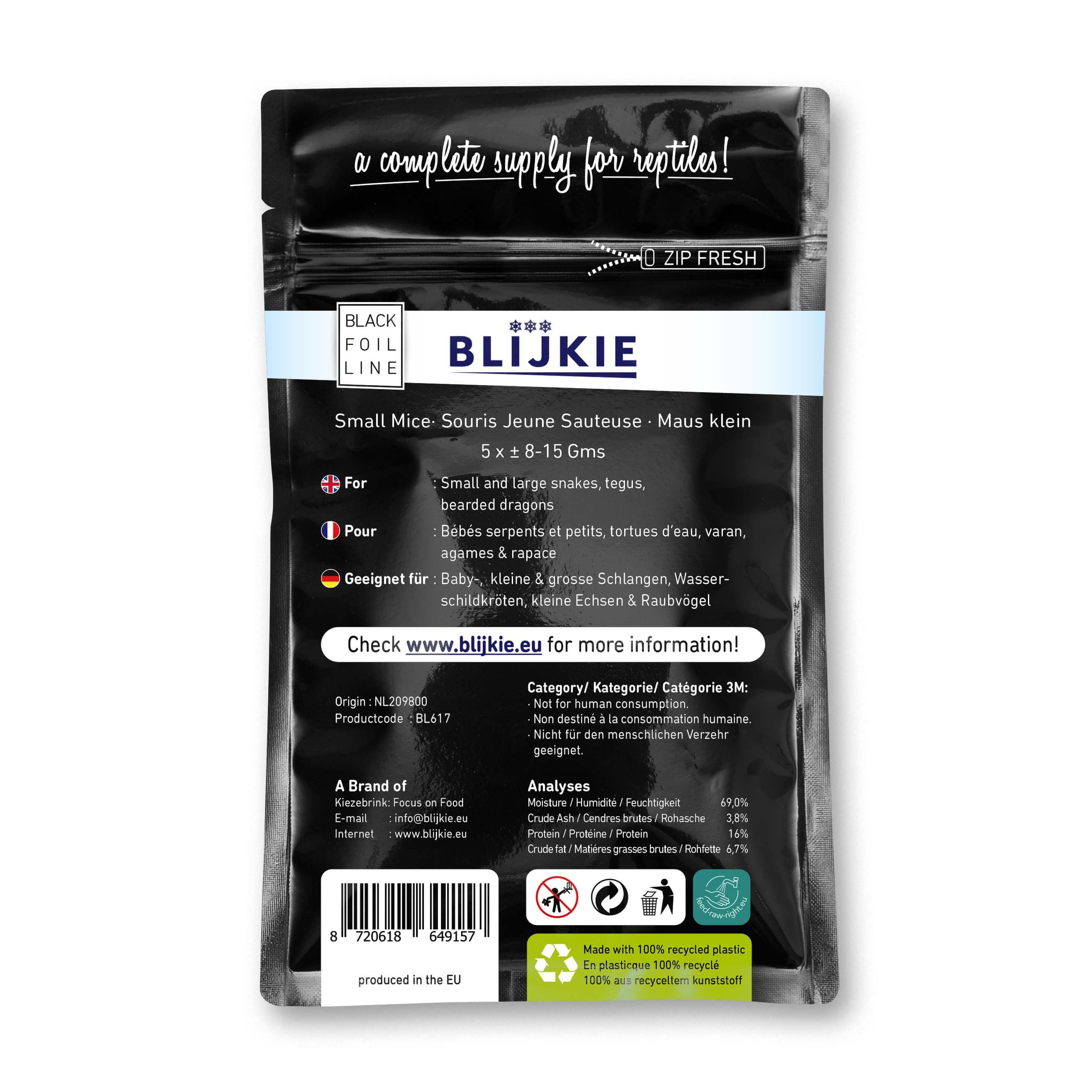 Blijkie BF Små Mus (8-15 g) - 15x5x5 stk.