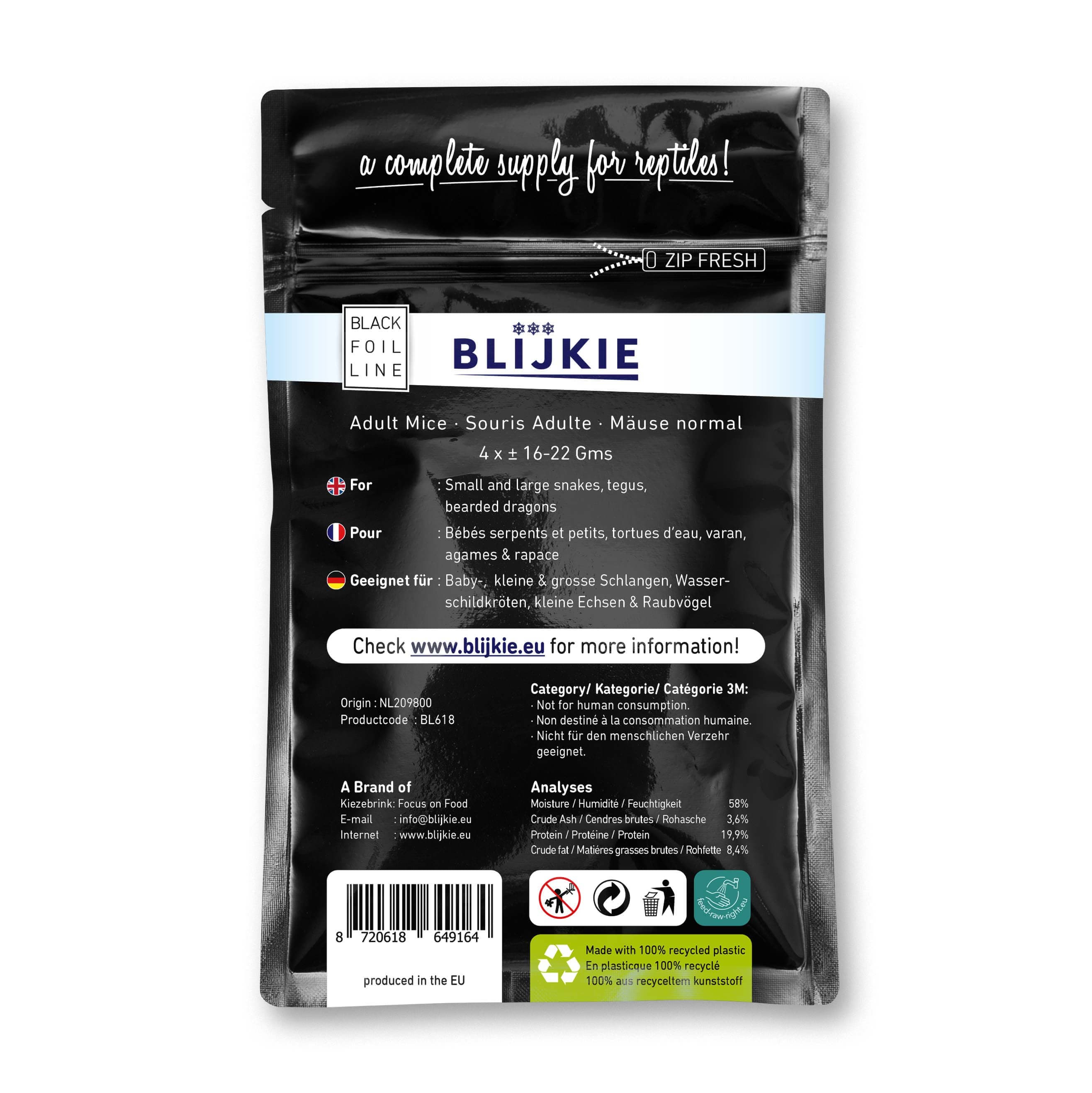 Blijkie BF Voksne Mus (16-22 g) - 15x5x4 stk.